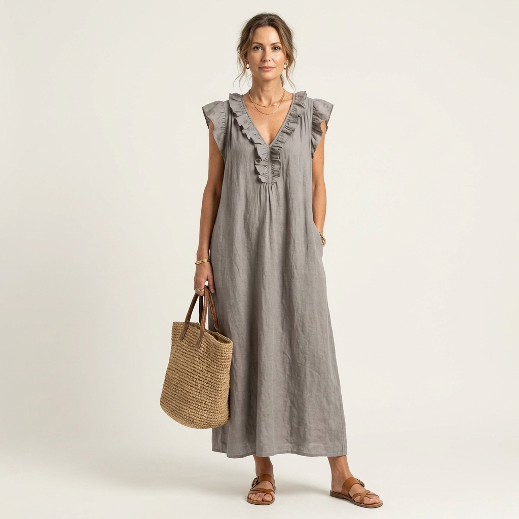 Josette | Robe Maxi à Volants et Décolleté en V