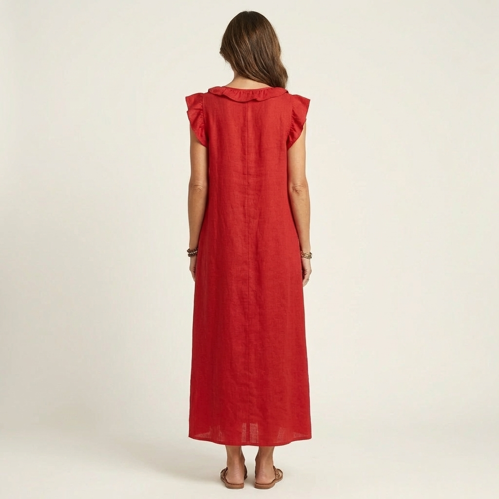 Josette | Robe Maxi à Volants et Décolleté en V