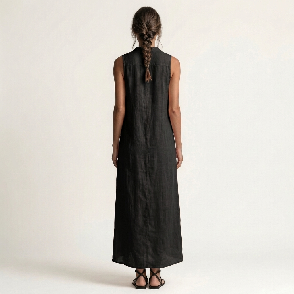 Mirabell | Robe Maxi Sans Manches à Boutons et Capuche