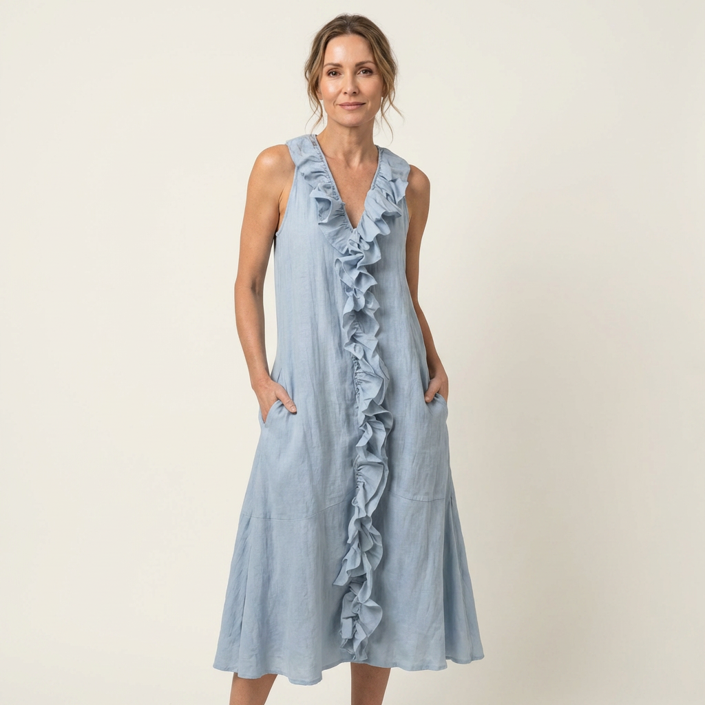 Vicky | Robe maxi sans manches à décolleté en V avec volants