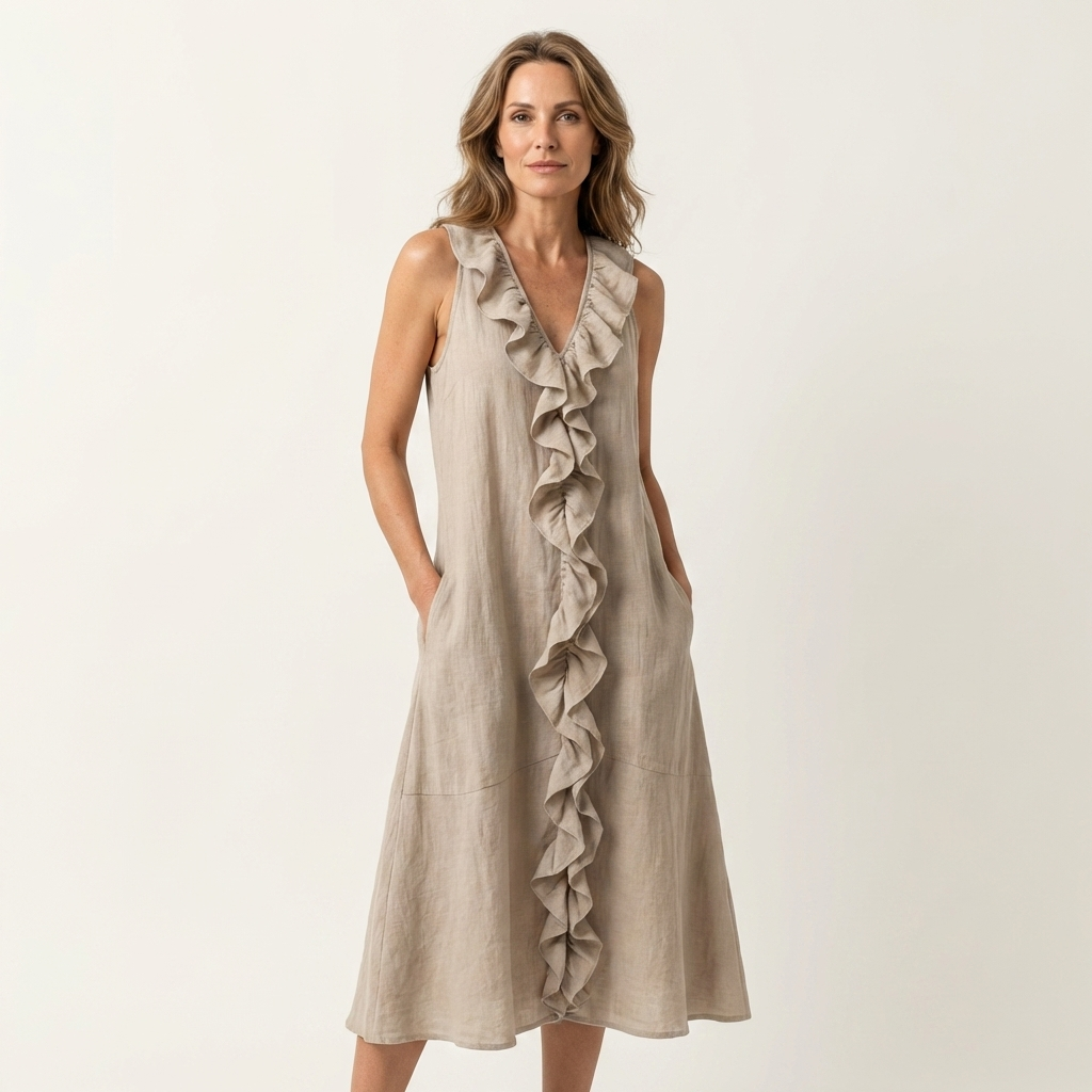Vicky | Robe maxi sans manches à décolleté en V avec volants