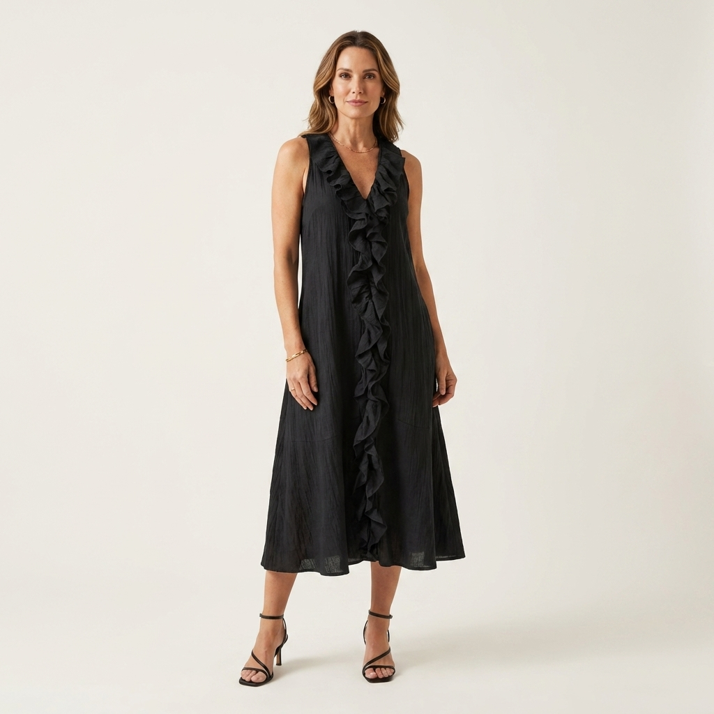 Vicky | Robe maxi sans manches à décolleté en V avec volants