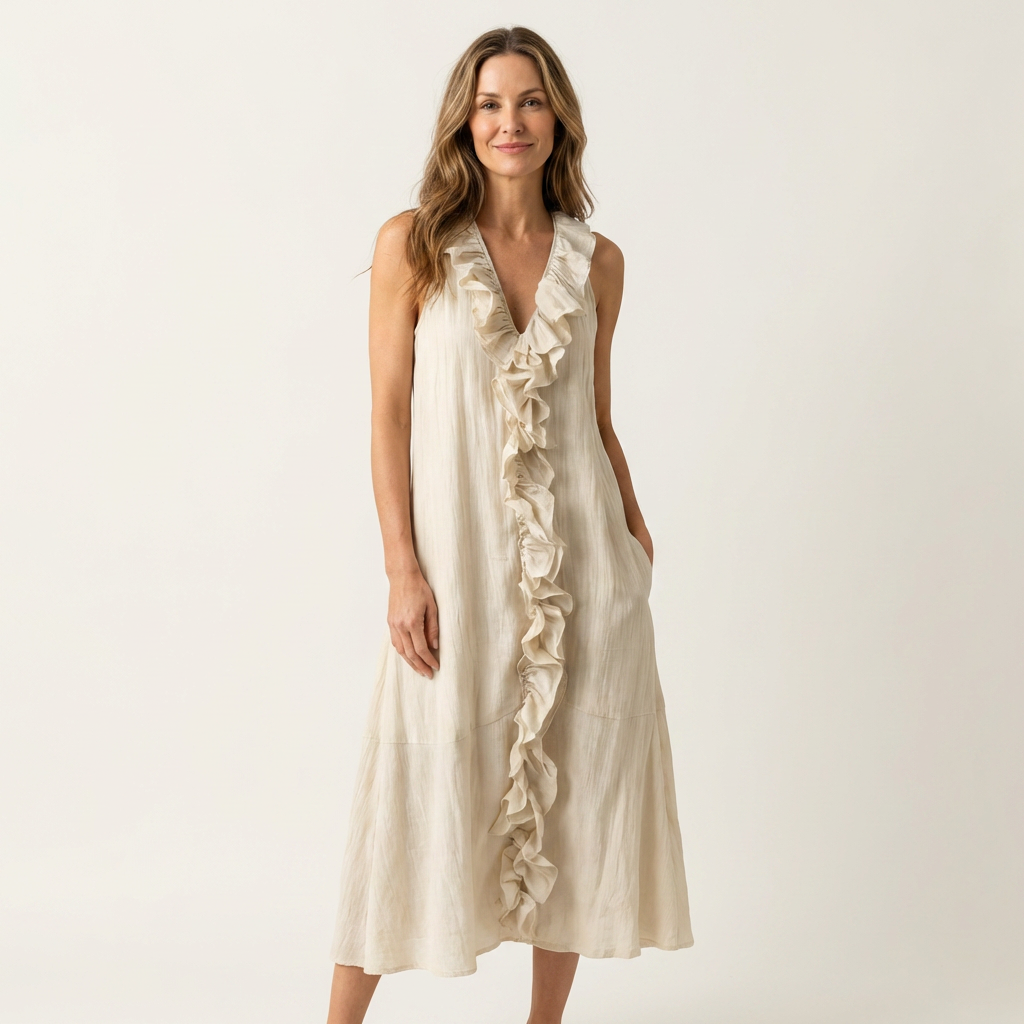 Vicky | Robe maxi sans manches à décolleté en V avec volants