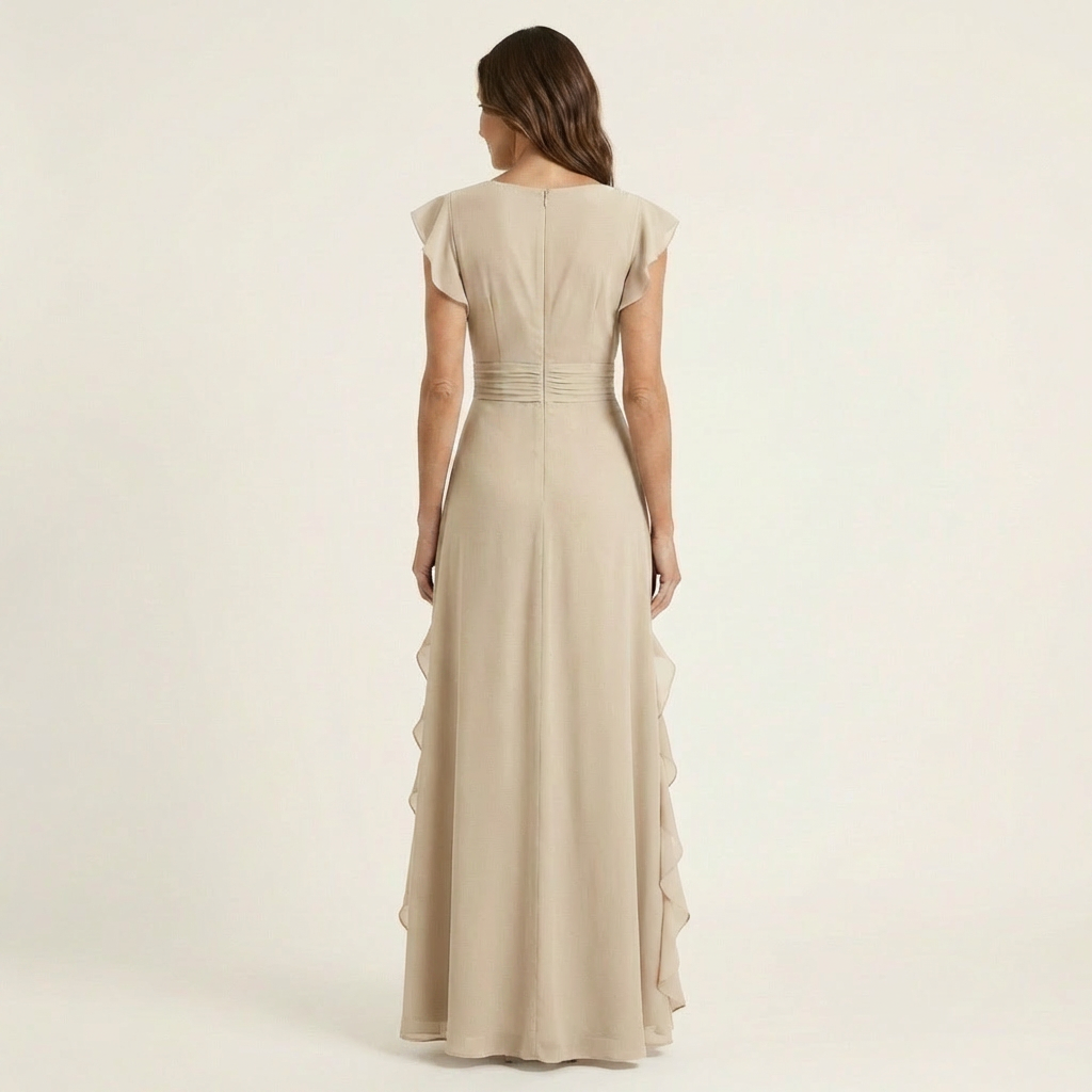 Nellyana | Robe Maxi à Encolure V Croisée et Manches Volantes