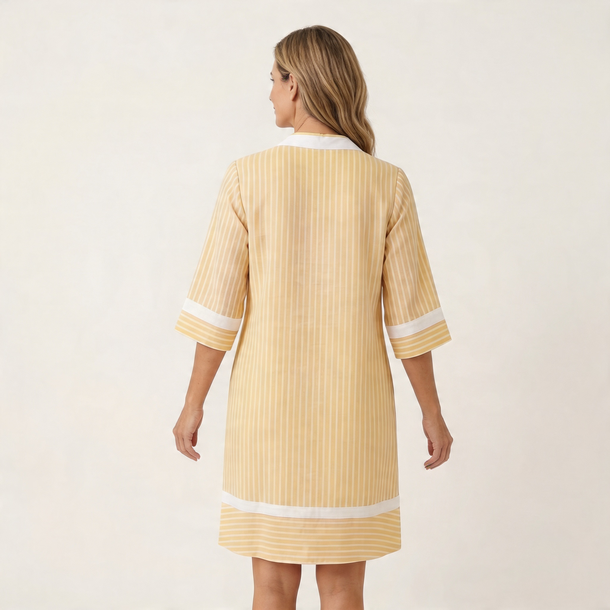 Sanina | Robe T-shirt en coton à rayures avec bord contrasté