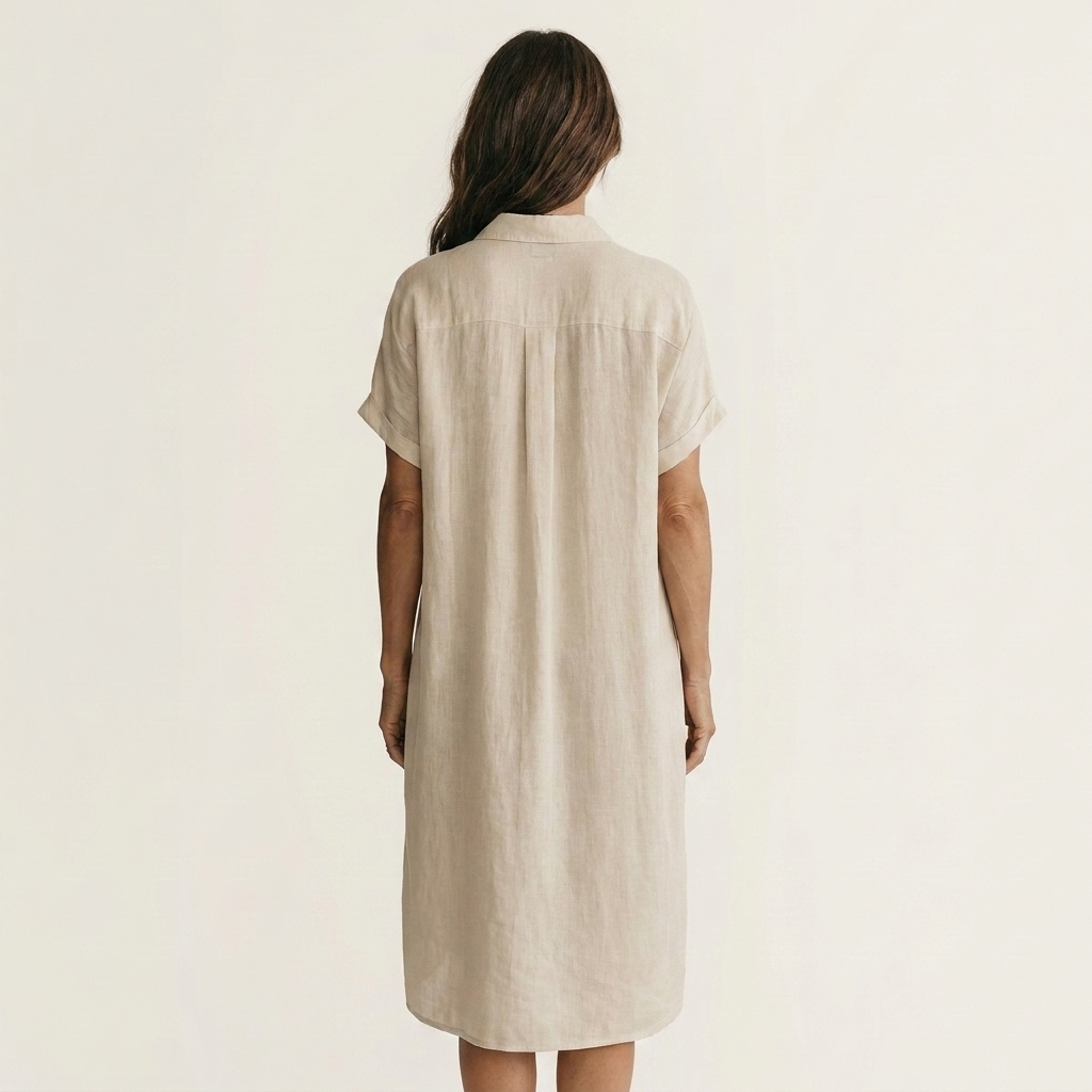 Nidalie | Robe Chemise Midi avec Manches Roulées