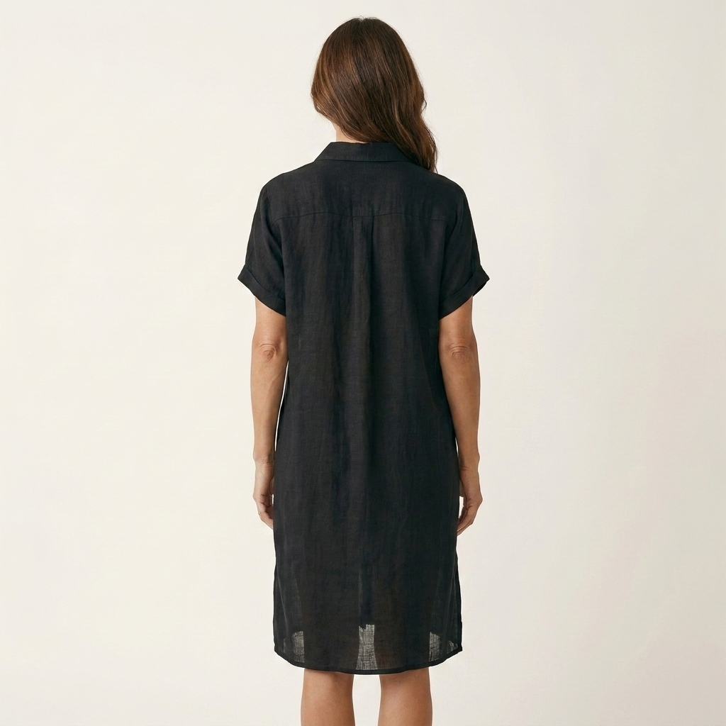 Nidalie | Robe Chemise Midi avec Manches Roulées