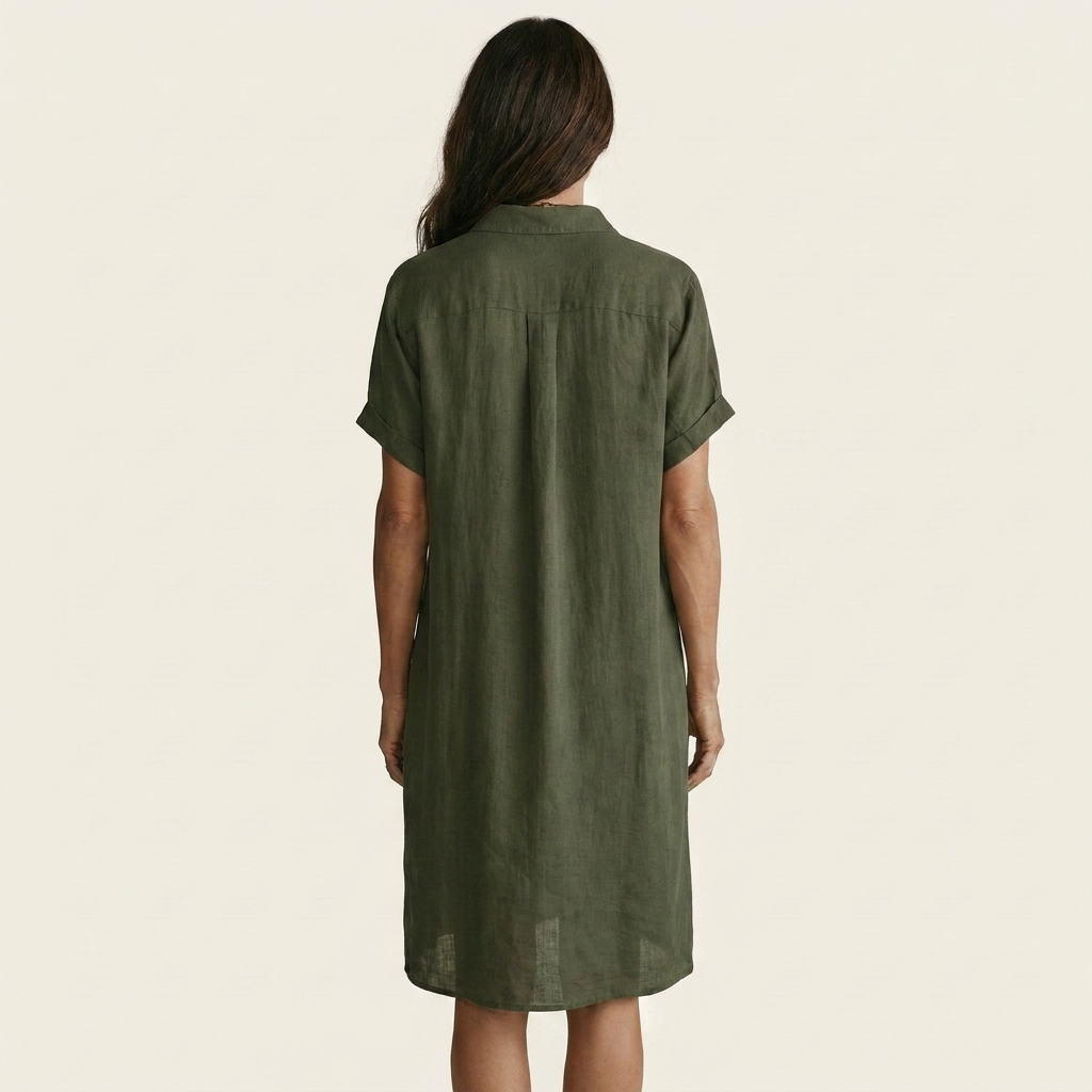 Nidalie | Robe Chemise Midi avec Manches Roulées