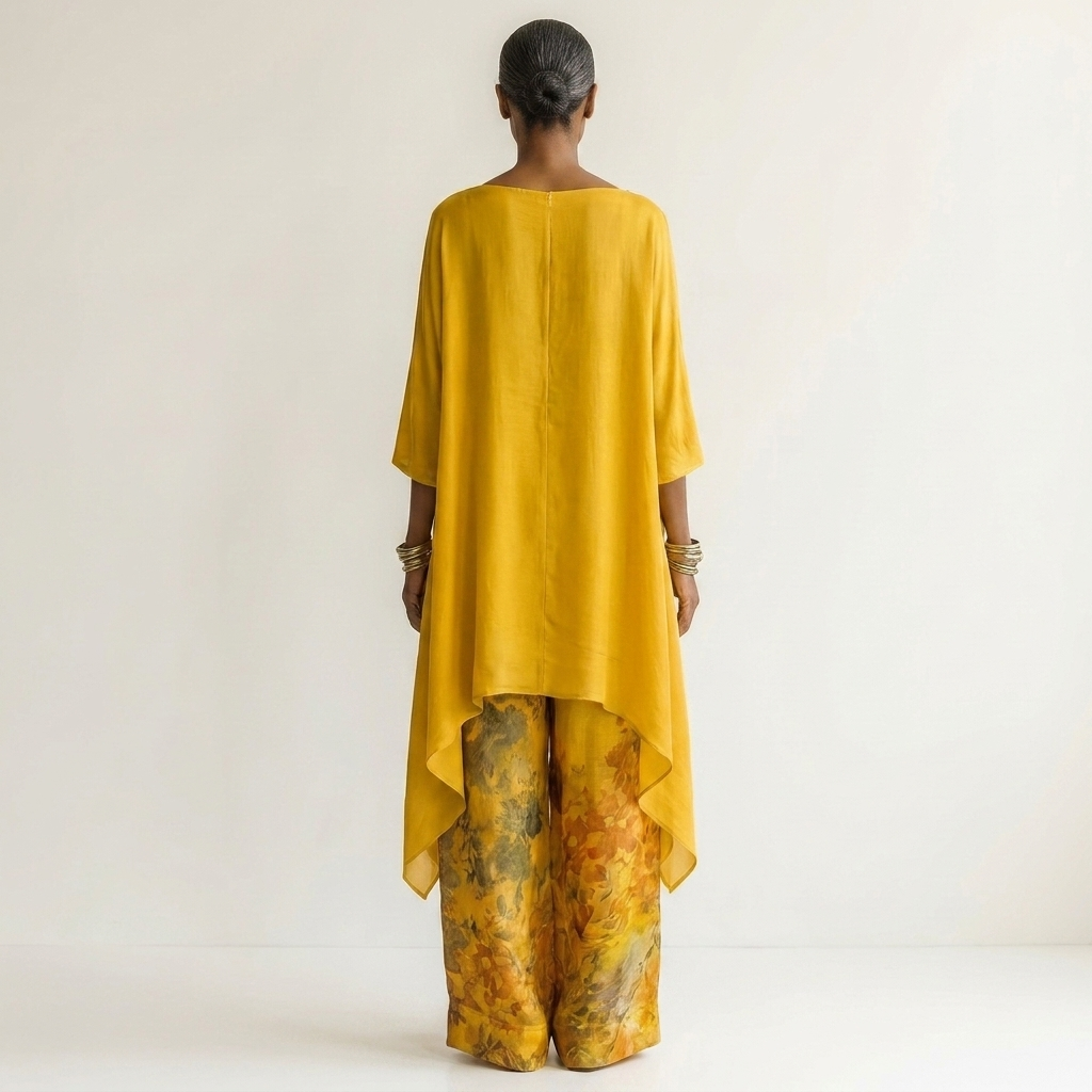 Cariola | Ensemble en Coton-Satin de Soie à Deux Pièces avec Tunique Asymétrique