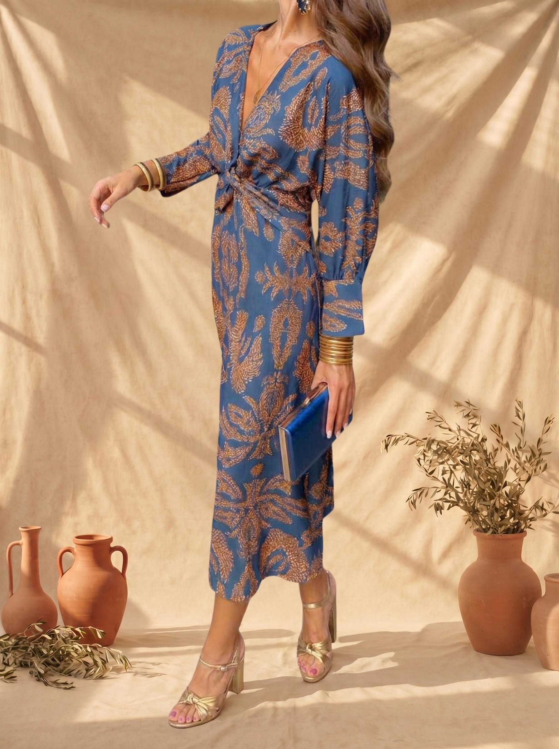 Celeste | Robe Midi Élégance Fleurie