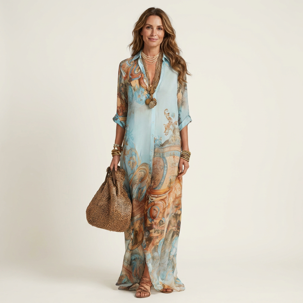 Lanie | Robe Chemise Maxi en Soie