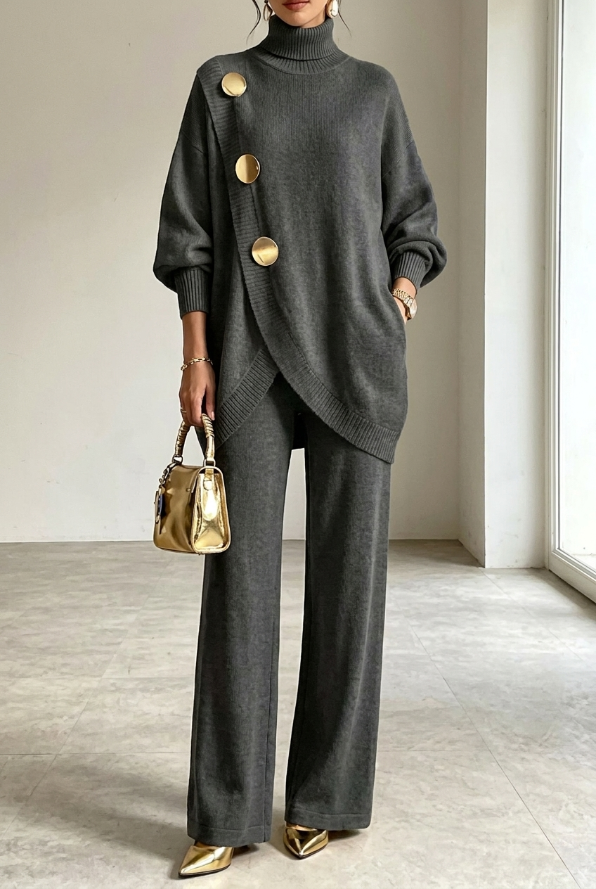 Émeline | Ensemble pull à col roulé et pantalon large