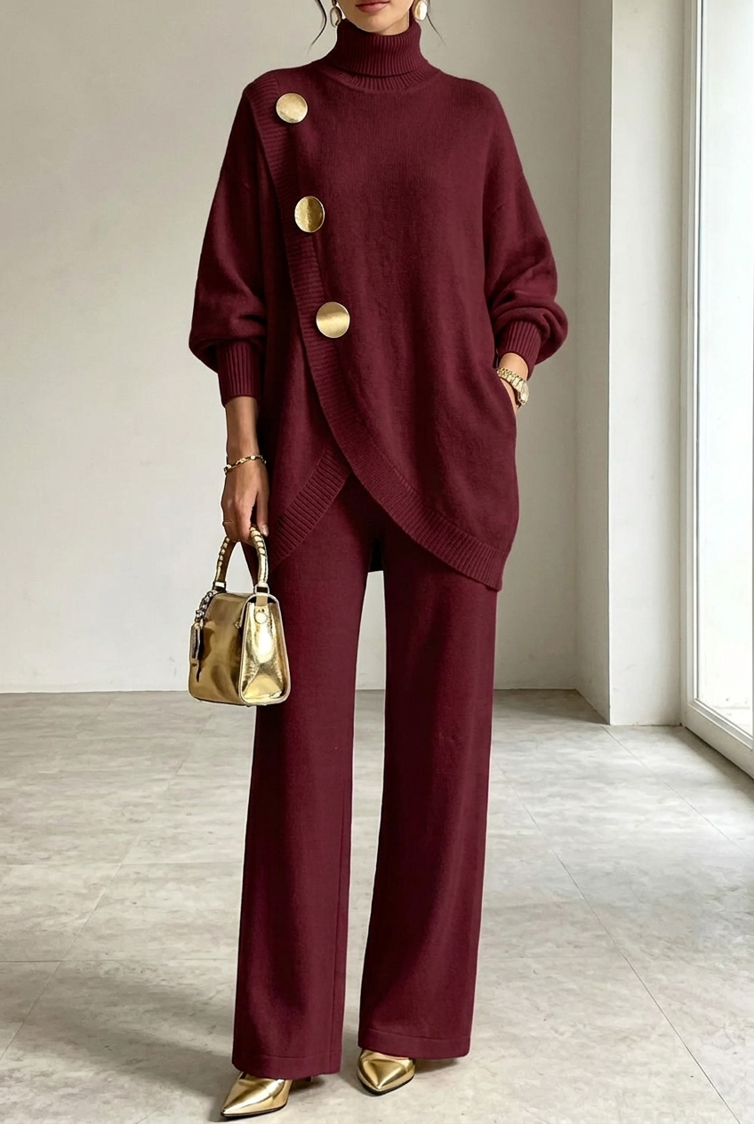 Émeline | Ensemble pull à col roulé et pantalon large