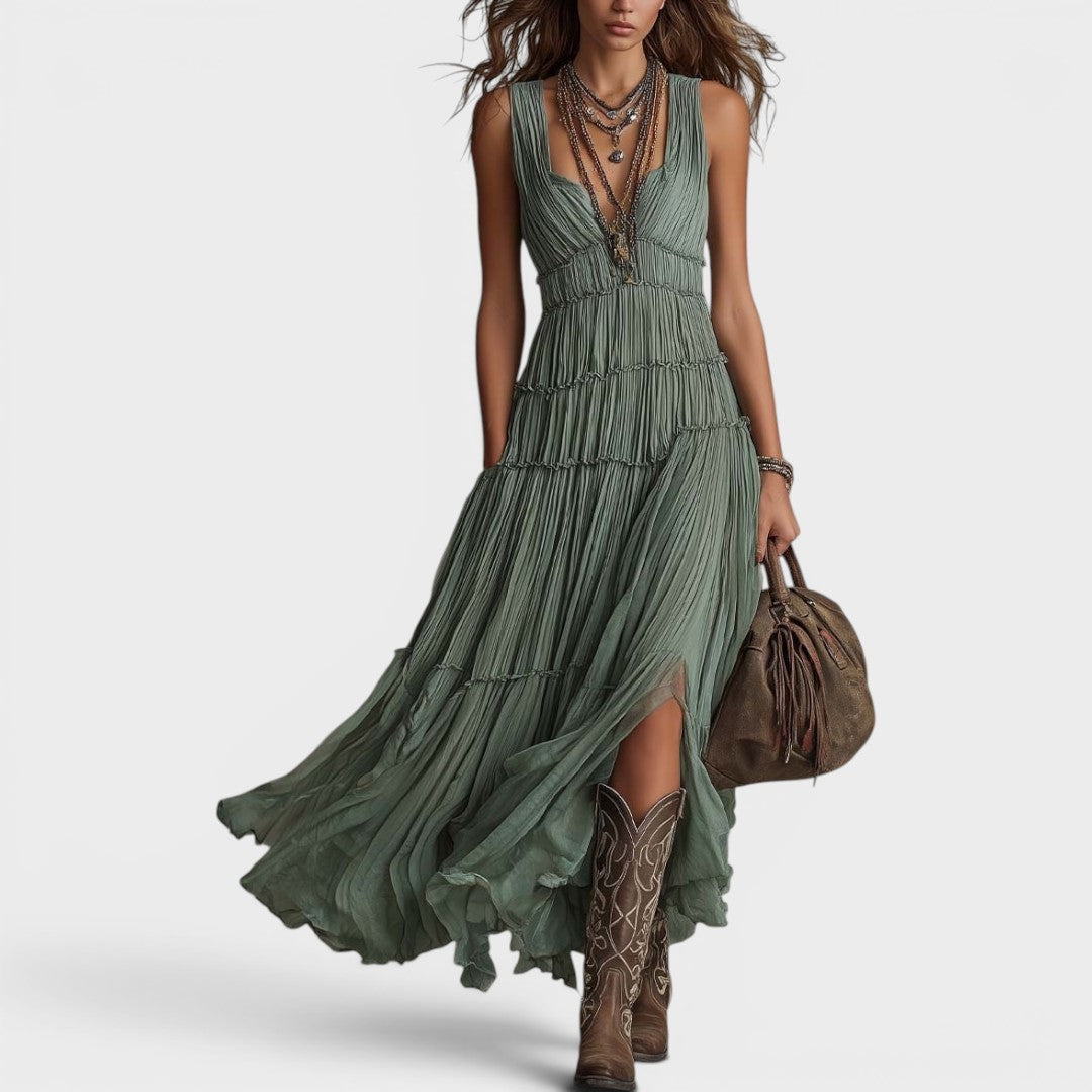 Maïa | Robe bohème longue à décolleté en V