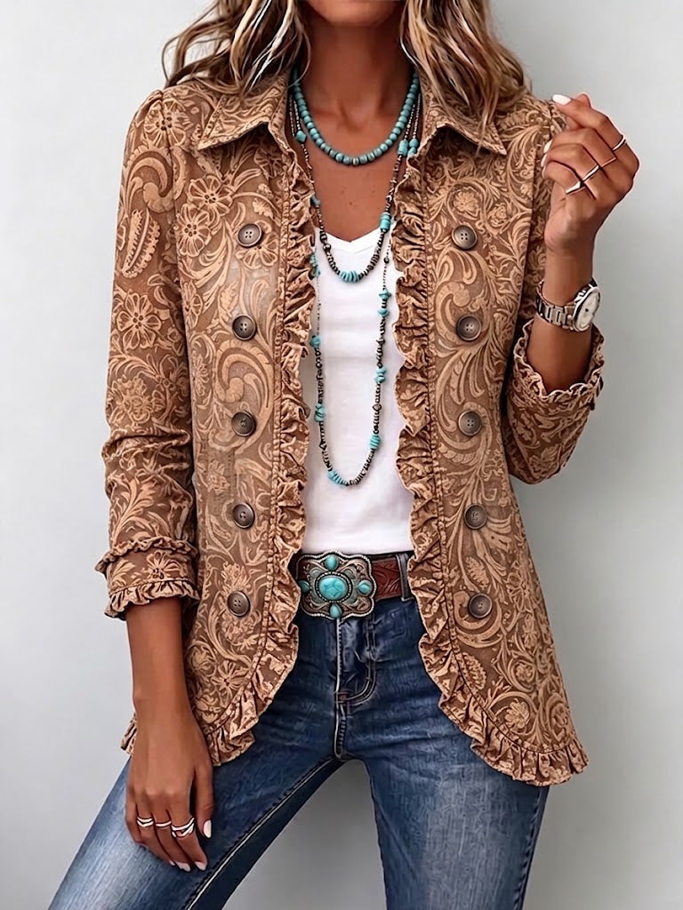 Concepción | Veste Florale Vintage avec Volants