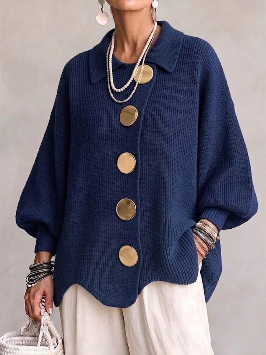 Victoire | Cardigan oversize à gros boutons dorés