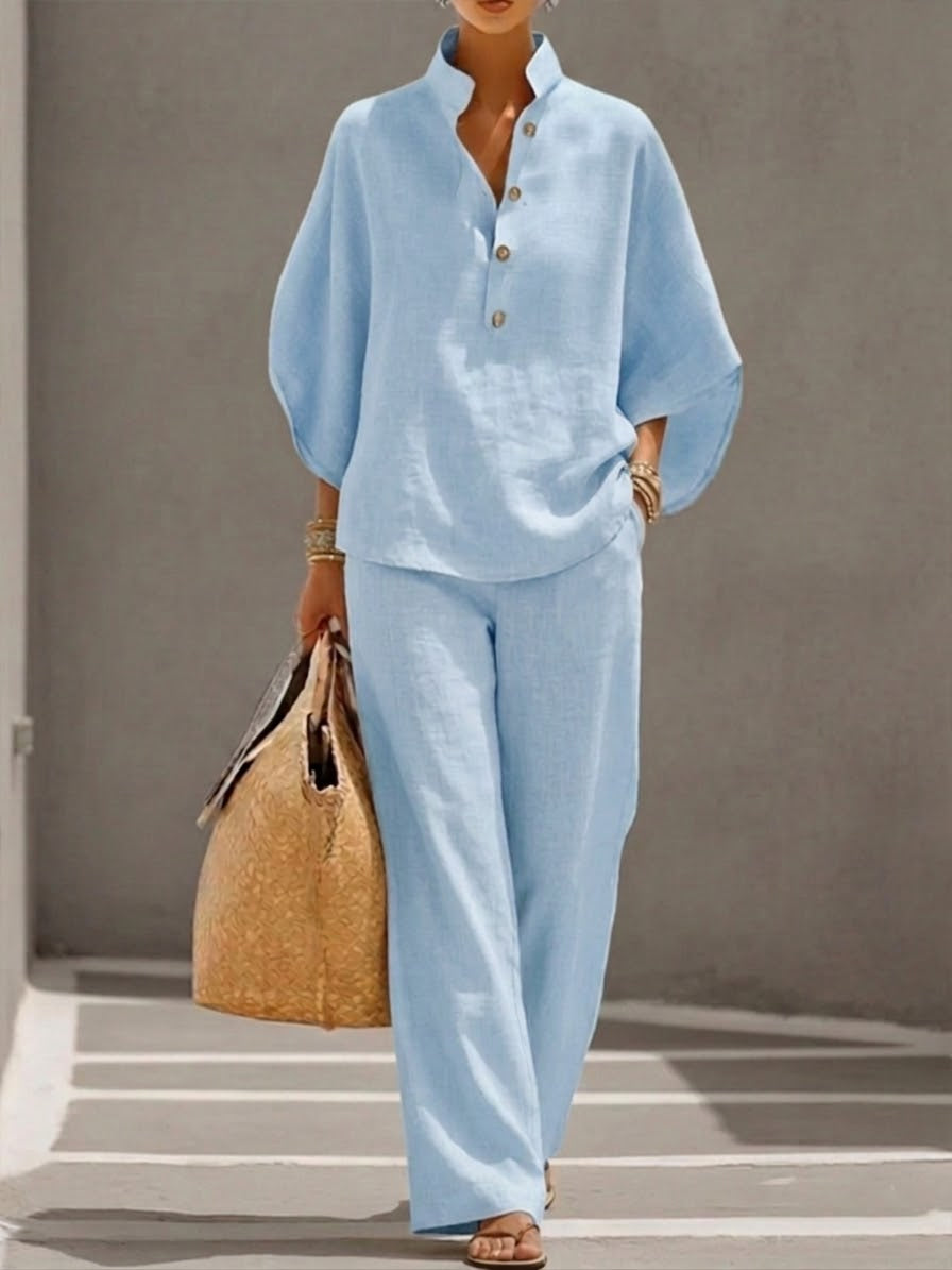 Mariel | Ensemble avec manches chauve-souris et pantalon large