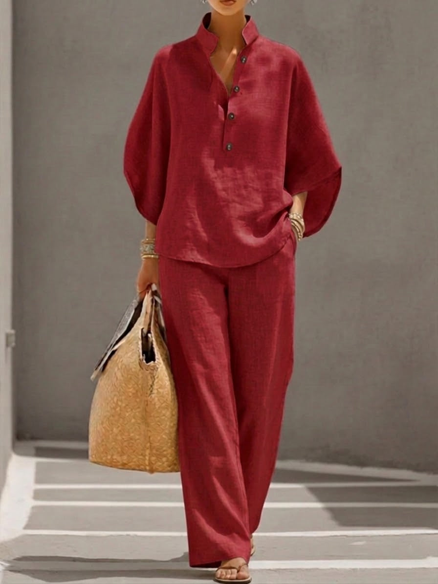 Mariel | Ensemble avec manches chauve-souris et pantalon large