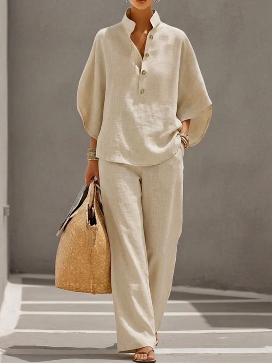 Mariel | Ensemble avec manches chauve-souris et pantalon large