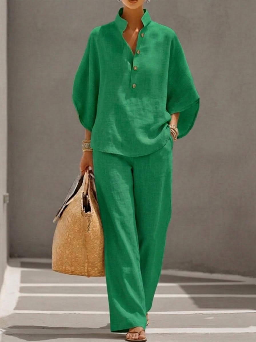 Mariel | Ensemble avec manches chauve-souris et pantalon large