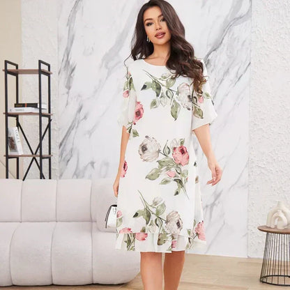 Amélie | Bloemenjurk met zachte chiffonlaag