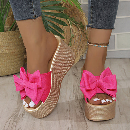 Gianna | Plateau slippers met oversized strik