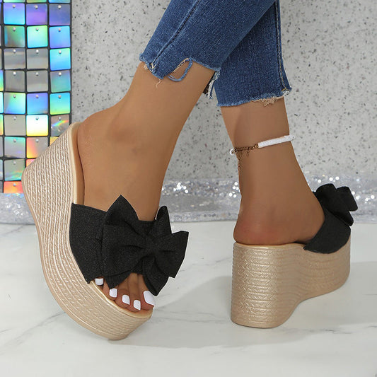 Gianna | Plateau slippers met oversized strik