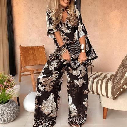 Elvira | Statement set met botanisch en leopard design
