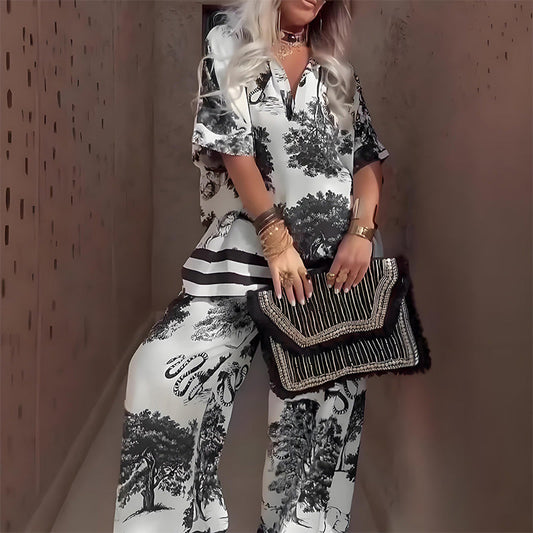Elvira | Statement set met botanisch en leopard design