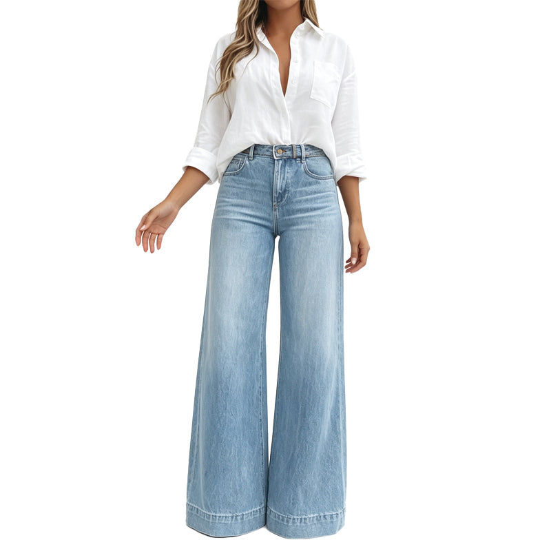 Adèle | Jean large taille haute effet allongeant