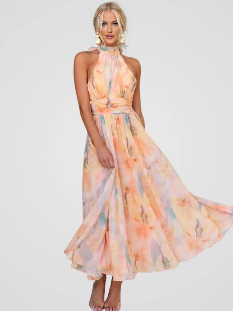 Solene | Robe d’été dos nu aux couleurs raffinées
